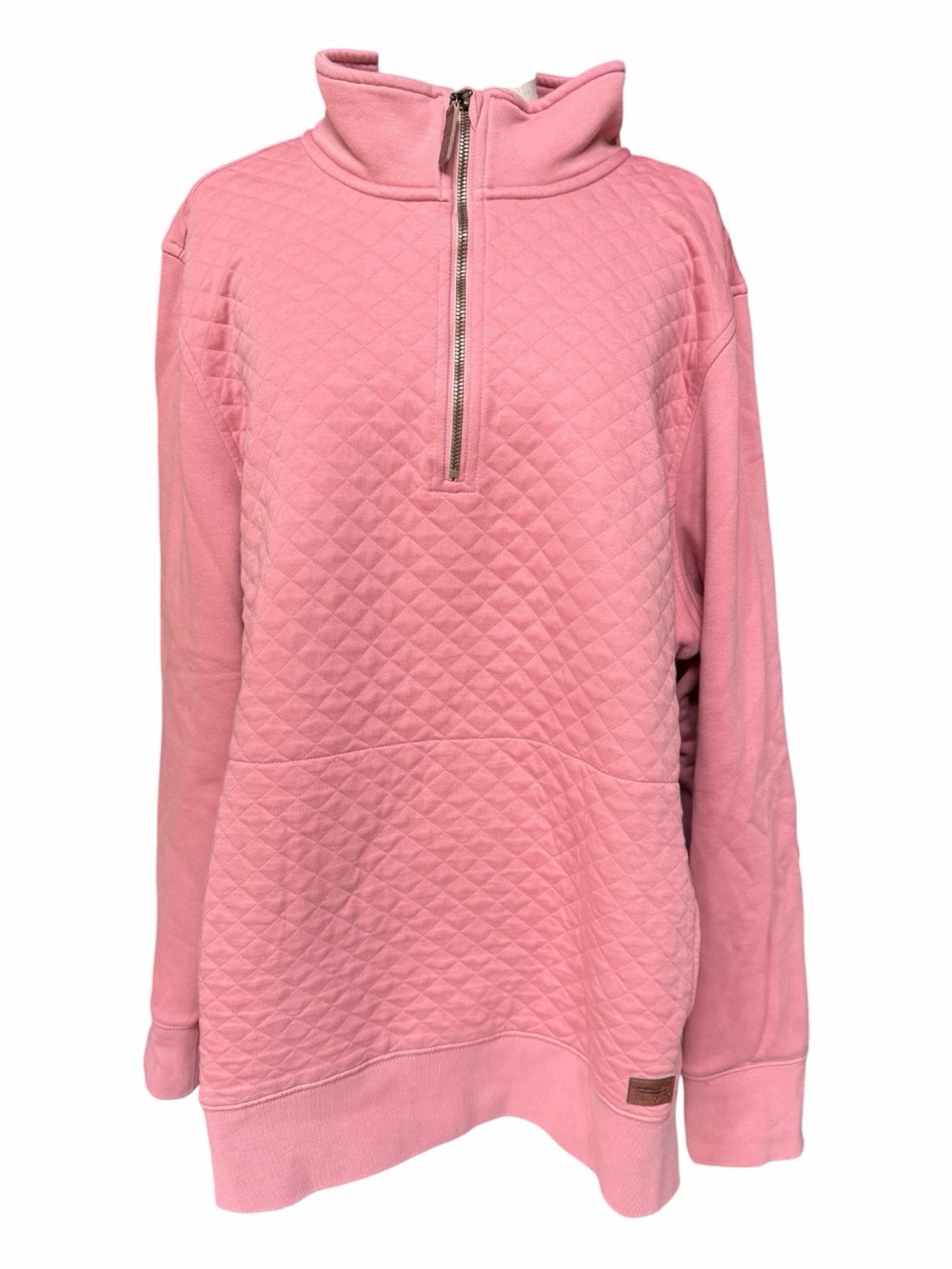 NWOT L.L. Bean 80% Cotton Dusty Rose Midweight Quilted Quarter Zip Pullover Swea